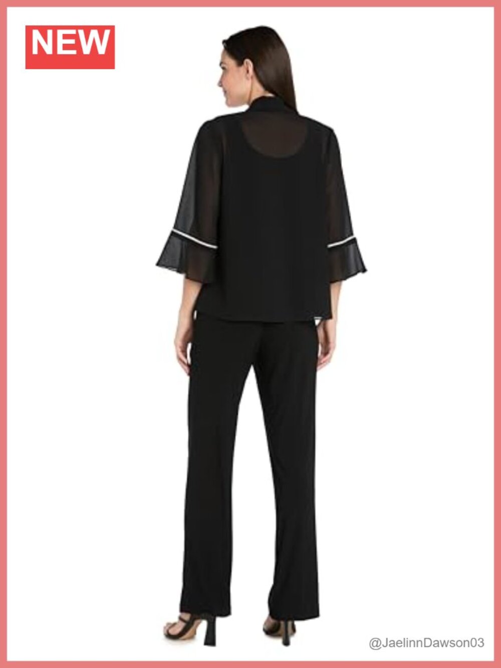 Sheer Open Front Cardigan Rhinestone Ruffle Bell Sleeve Evening Layer - Picture 3 of 3